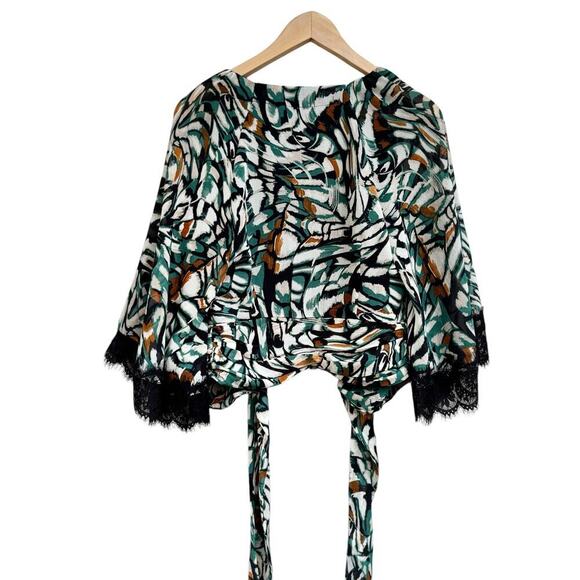 NWT Anthropologie Flutter-Sleeve Wrap Top Size Small Back-Tie Lace V-Neck - Picture 6 of 10